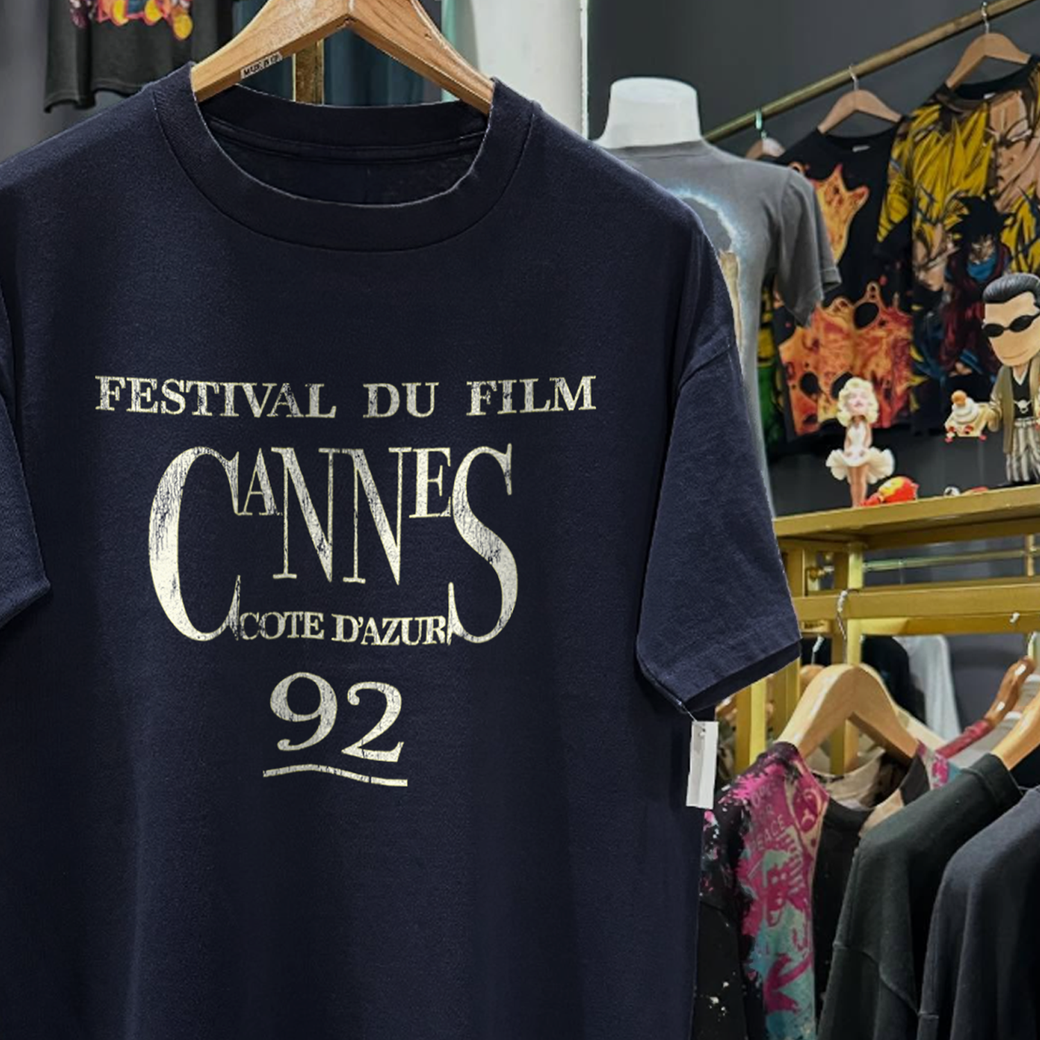 1992 CANNES FILM FESTIVAL PROMO RARE WASHED NAVY T-SHIRT
