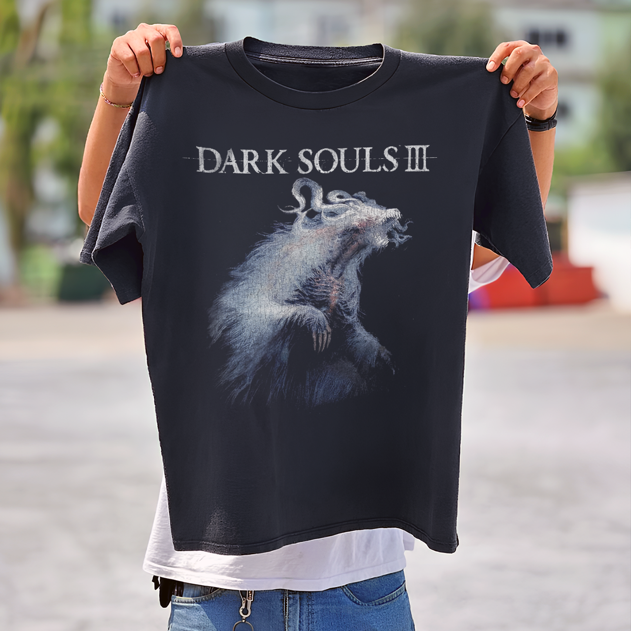 DARK S0ULS III ELTER GHRU VINTAGE WASHED BLACK T-SHIRT