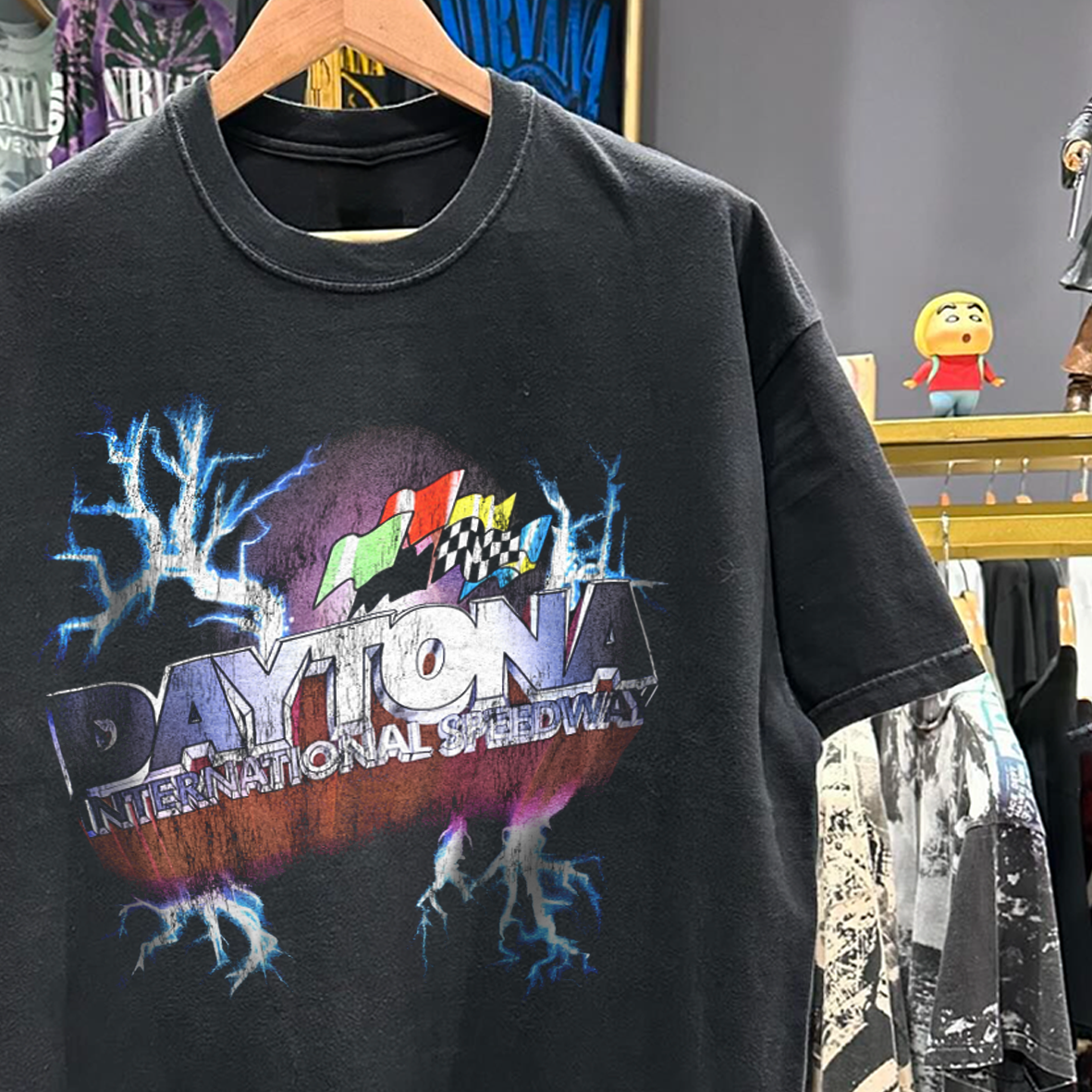 DAYT0NA INT. SPEEDWAY VINTAGE WASHED BLACK T-SHIRT