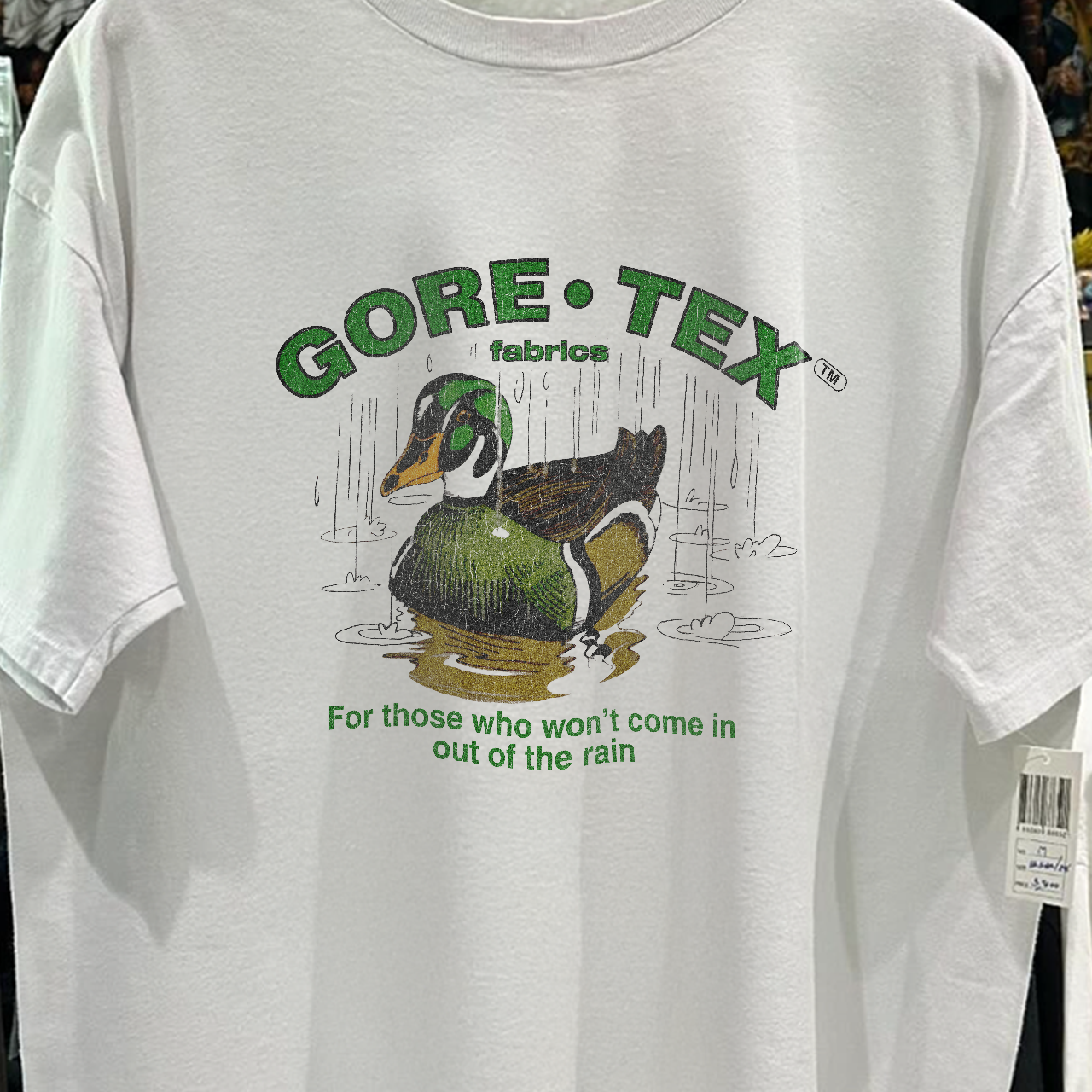 90s G0RE-TEX FABRICS PROMO RARE WASHED WHITE T-SHIRT