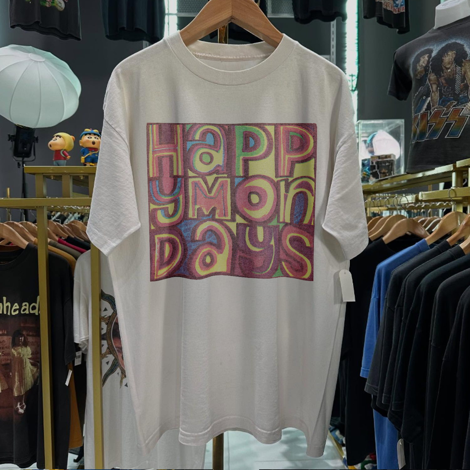 90s HAPPY MONDAYS RARE WASHED WHITE T-SHIRT