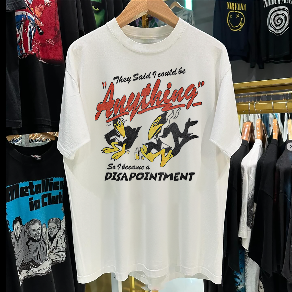 DISAPPOINTMENT - HECKLE & JECKLE VINTAGE WASHED WHITE T-SHIRT