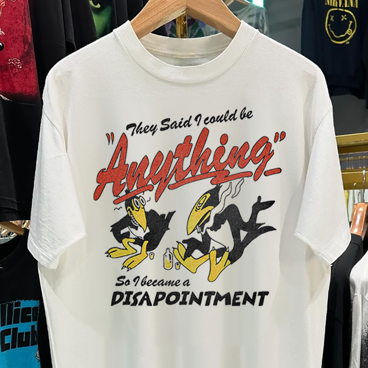 DISAPPOINTMENT - HECKLE & JECKLE VINTAGE WASHED WHITE T-SHIRT