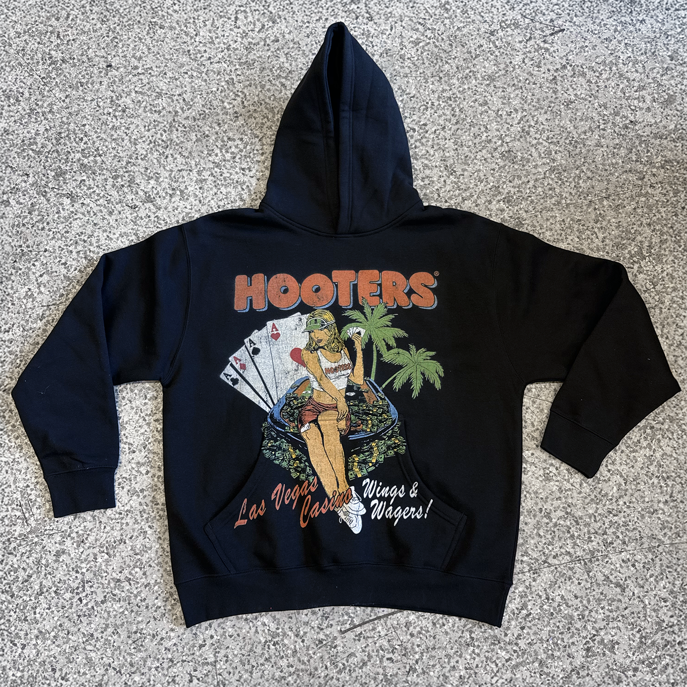 HOOTERS LAS VEGAS JUMBO BLACK HOODIE