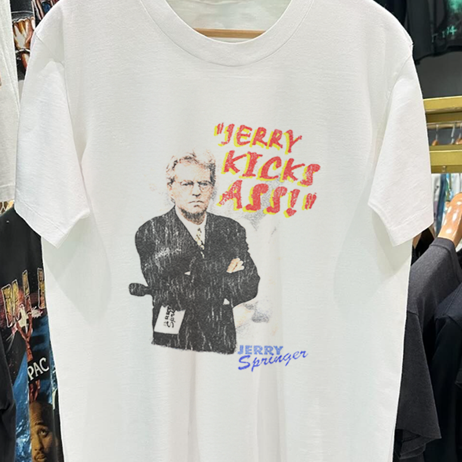 JERRY KICKS ASS 90'S RARE VINTAGE WHITE T-SHIRT