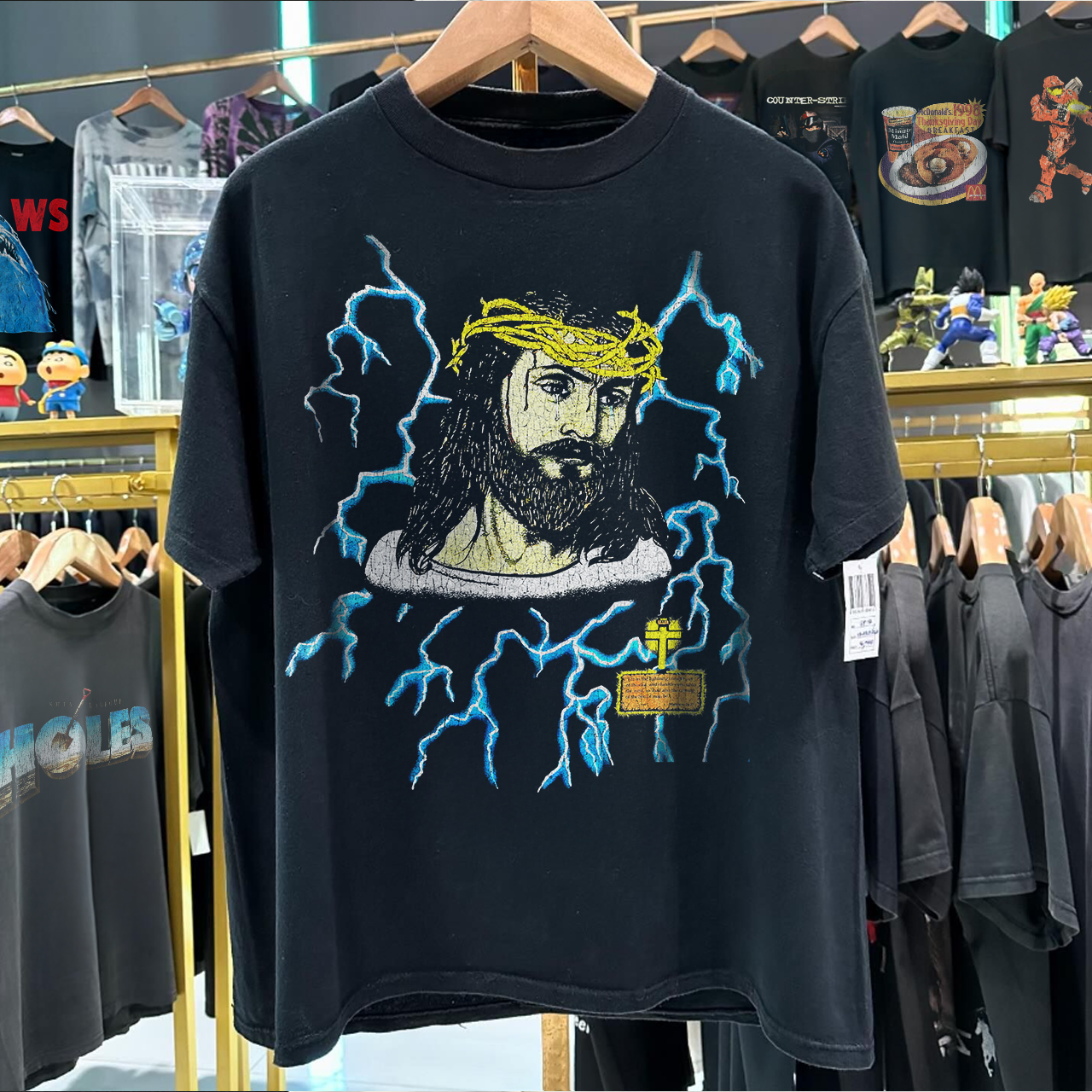 DIVINE LIGHTNING: MATTHEW 24:27 VINTAGE WASHED BLACK T-SHIRT