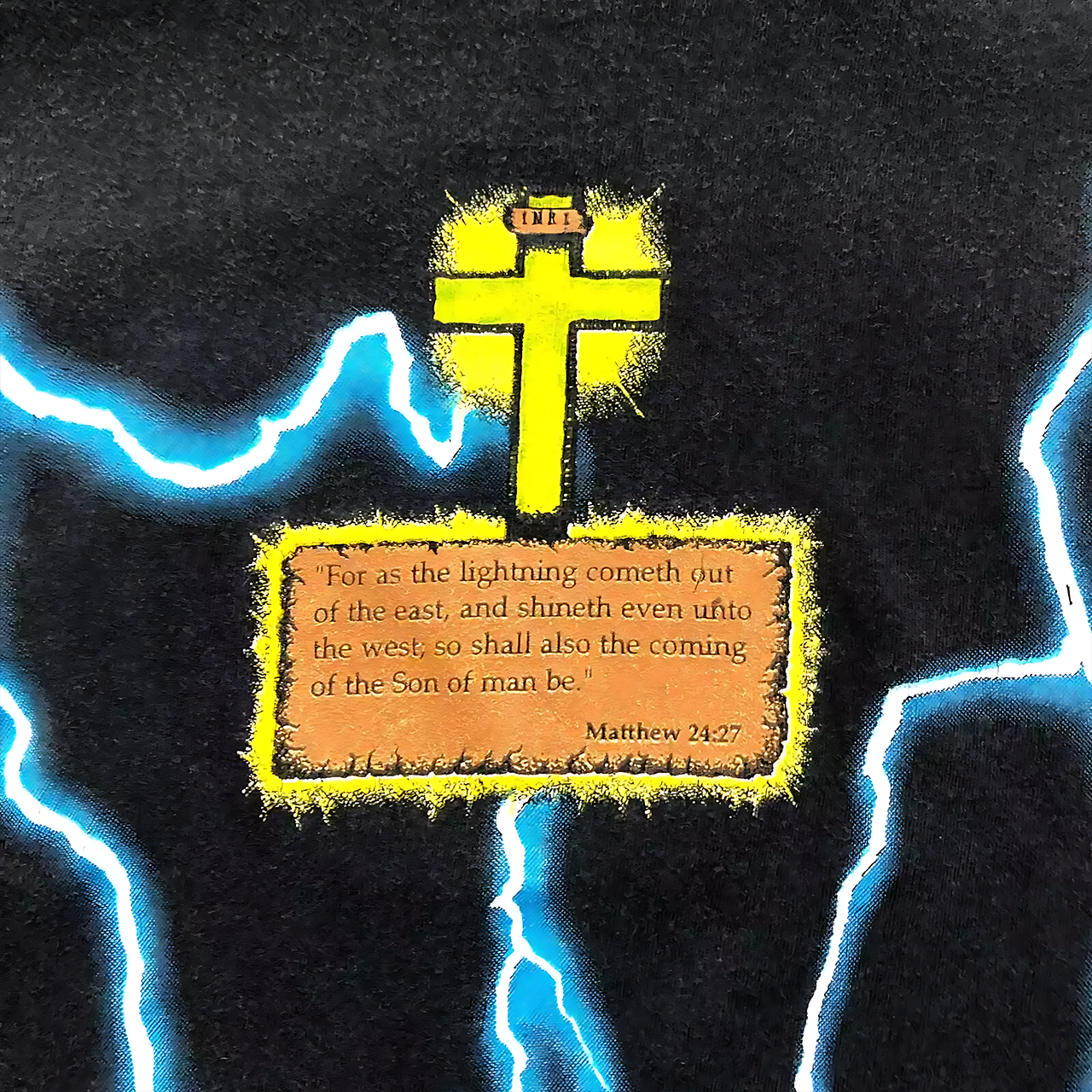 DIVINE LIGHTNING: MATTHEW 24:27 VINTAGE WASHED BLACK T-SHIRT