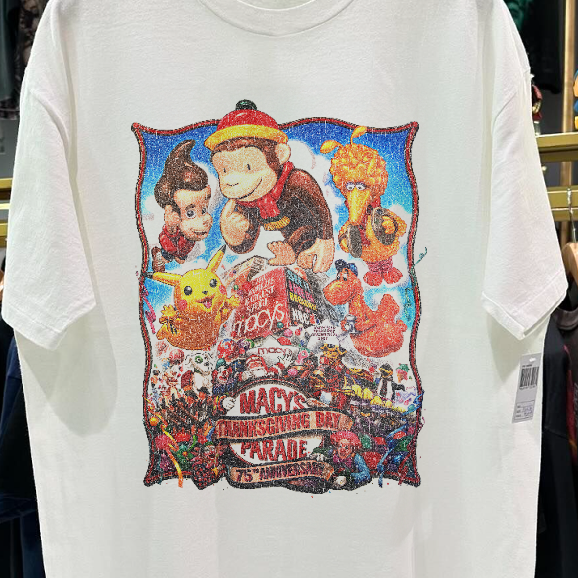 MACY'S THANKSGIVING DAY PARADE 75TH ANNIVERSARY WHITE WASHED T-SHIRT
