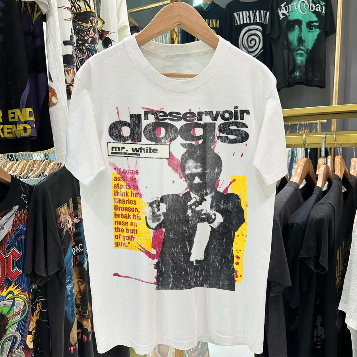 1992 MR. WHITE 'RESERVOIR DOGS PROMO' RARE WASHED WHITE T-SHIRT