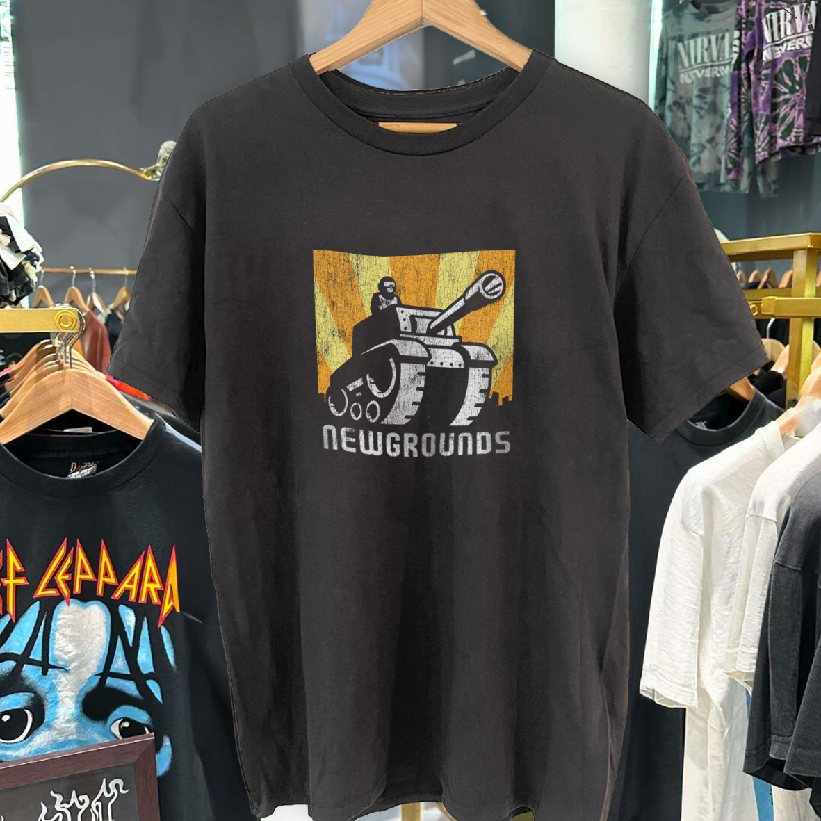 NEWGROUND'S 90'S-00'S PROMO RARE VINTAGE WASHED BLACK T-SHIRT