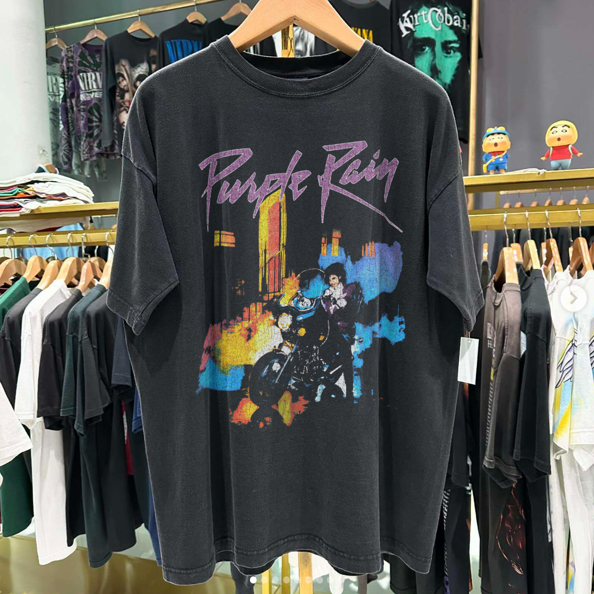 PURPLE RAIN 1984 PR1NCE BLACK VINTAGE WASHED T-SHIRT