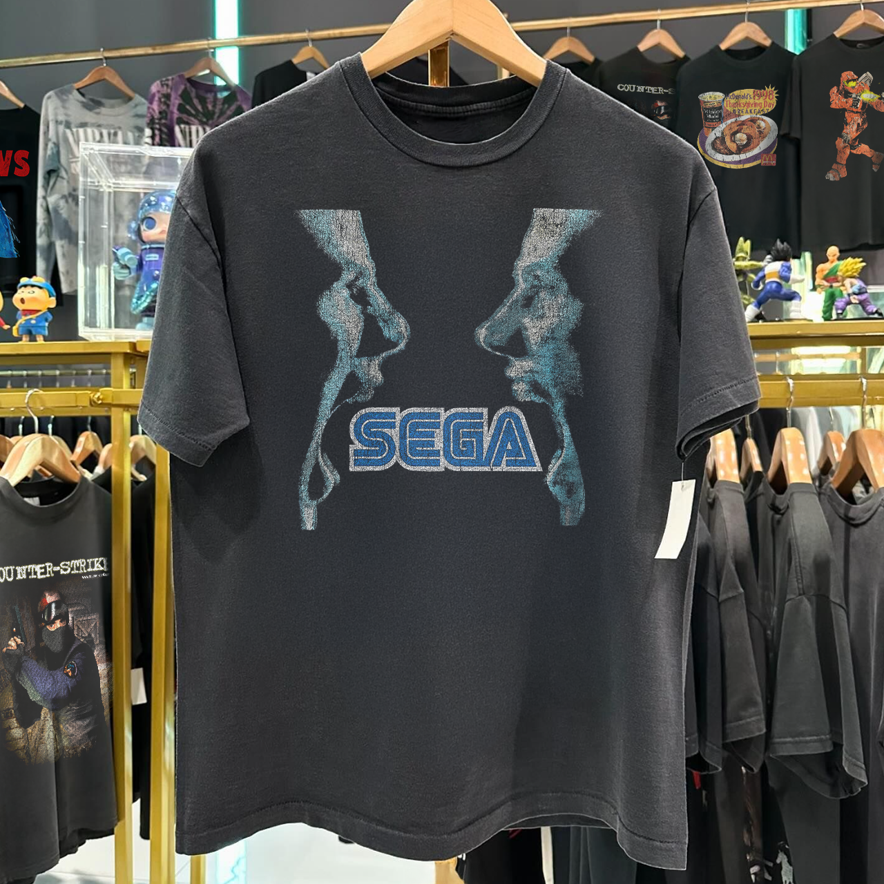 90s S3GA DR3AMCAST PROMO RARE WASHED BLACK T-SHIRT