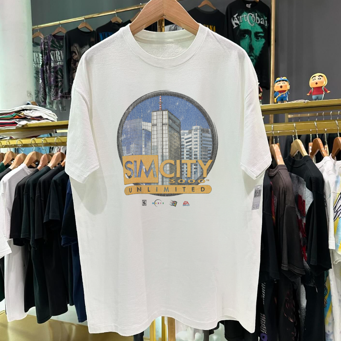 '99 SIMCITY 3000 UNLIMITED PROMO VINTAGE WASHED WHITE T-SHIRT