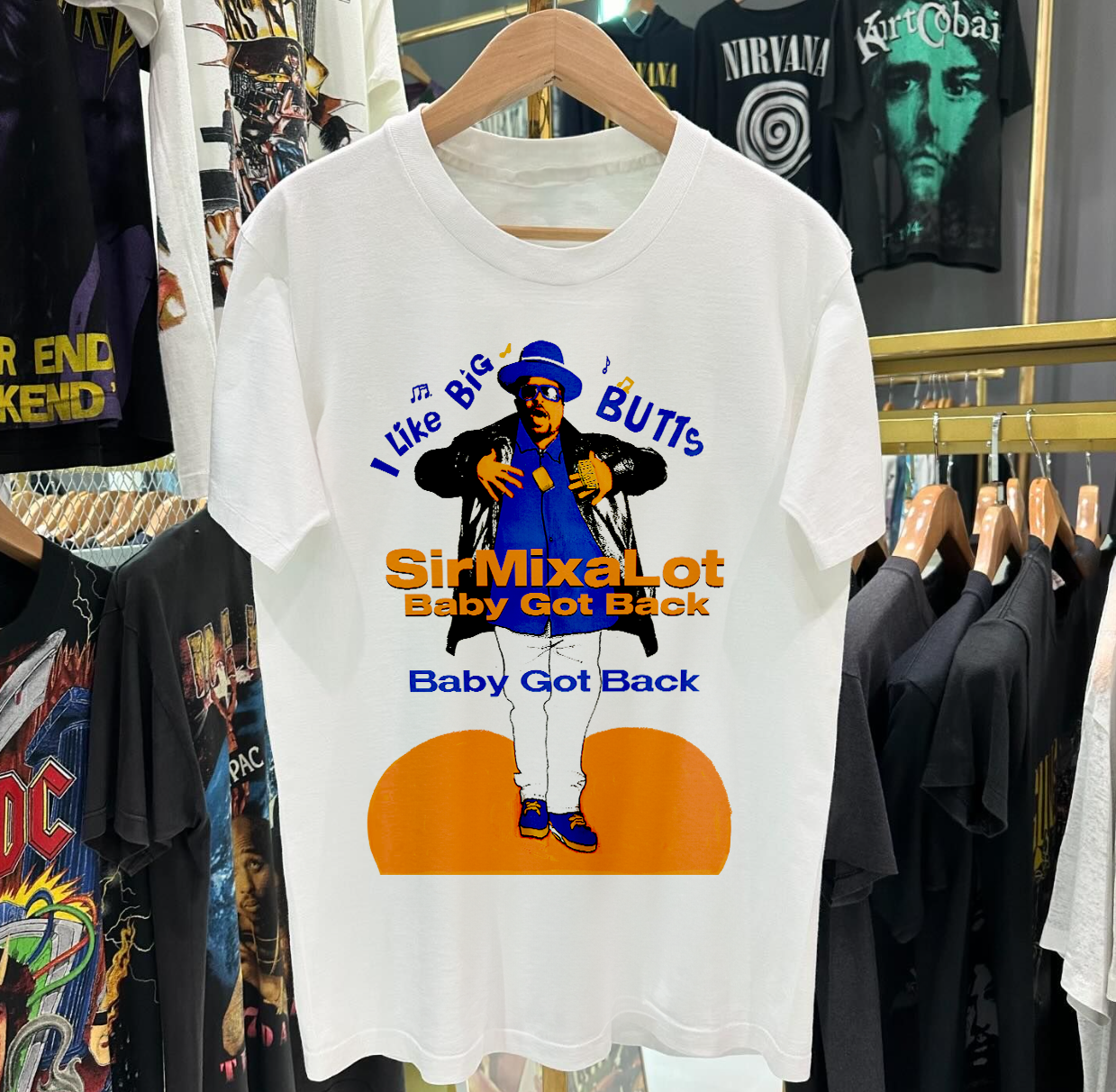 SIR MIX A LOT - BABY GOT BACK WHITE VINTAGE WASHED T-SHIRT