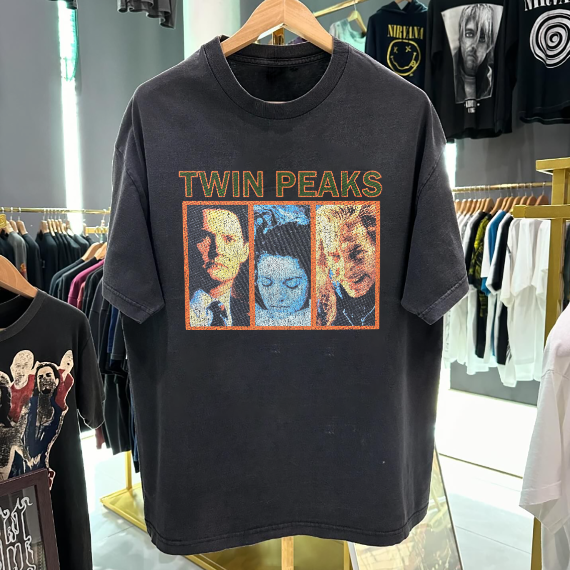 TWIN P3AKS VINTAGE WASHED BLACK T-SHIRT