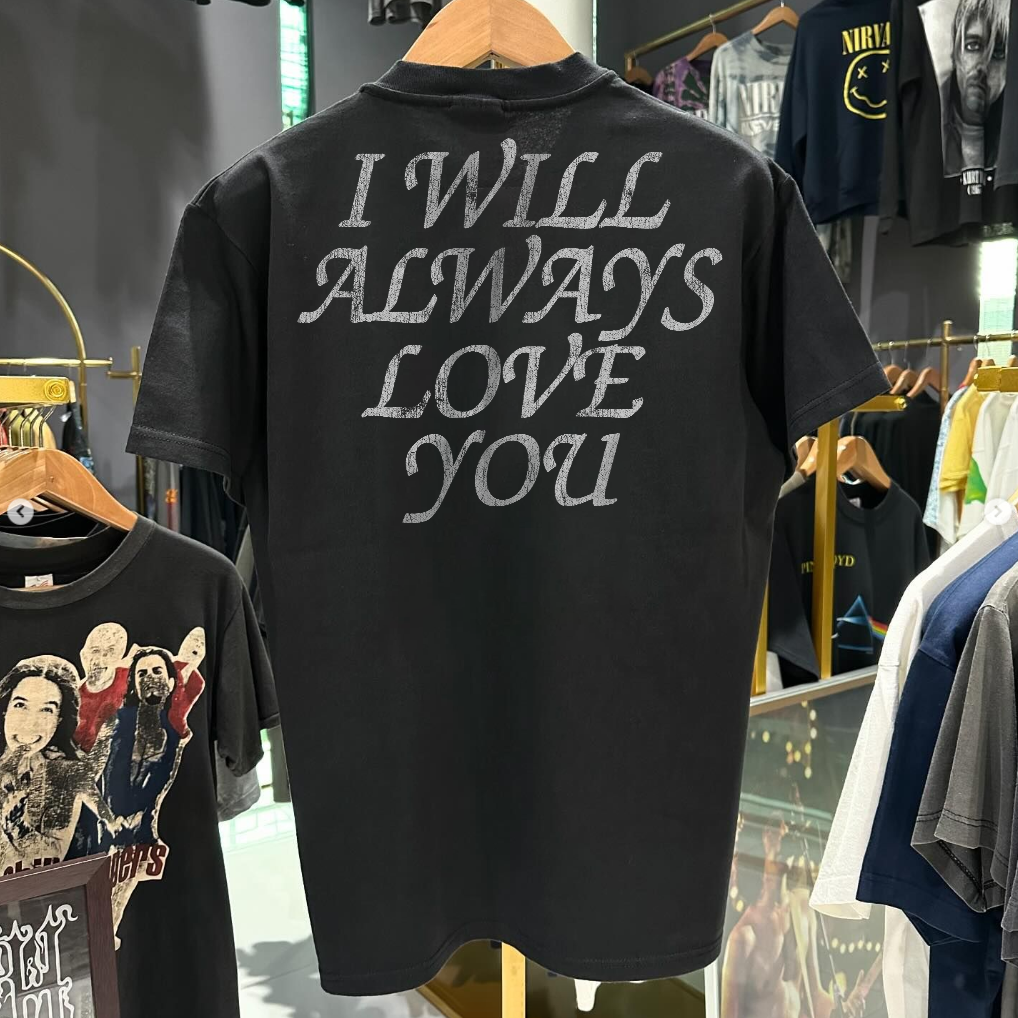 WHTNEY 82' I W1LL ALWAYS LOVE YOU VINTAGE WASHED BLACK T-SHIRT