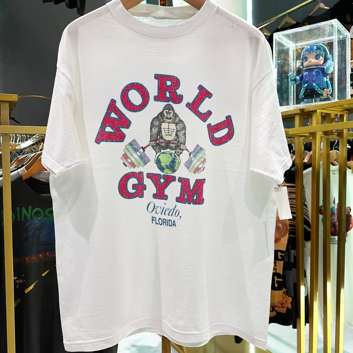 1989 W0RLD GYM OVIEDO, FLORIDA RARE WASHED WHITE TSHIRT