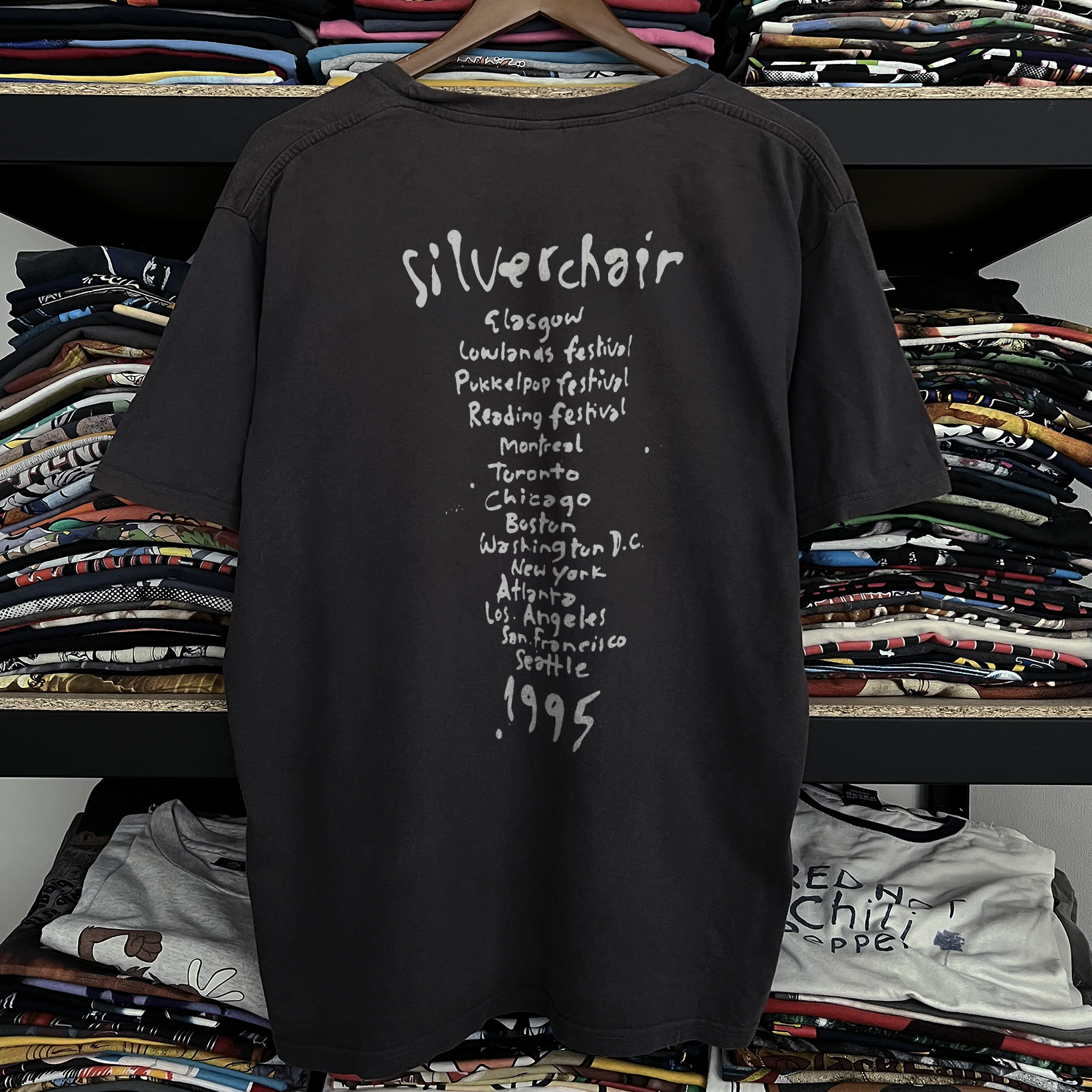 95 Silver Chair Pig Face Tour Tee Washed Black Tee