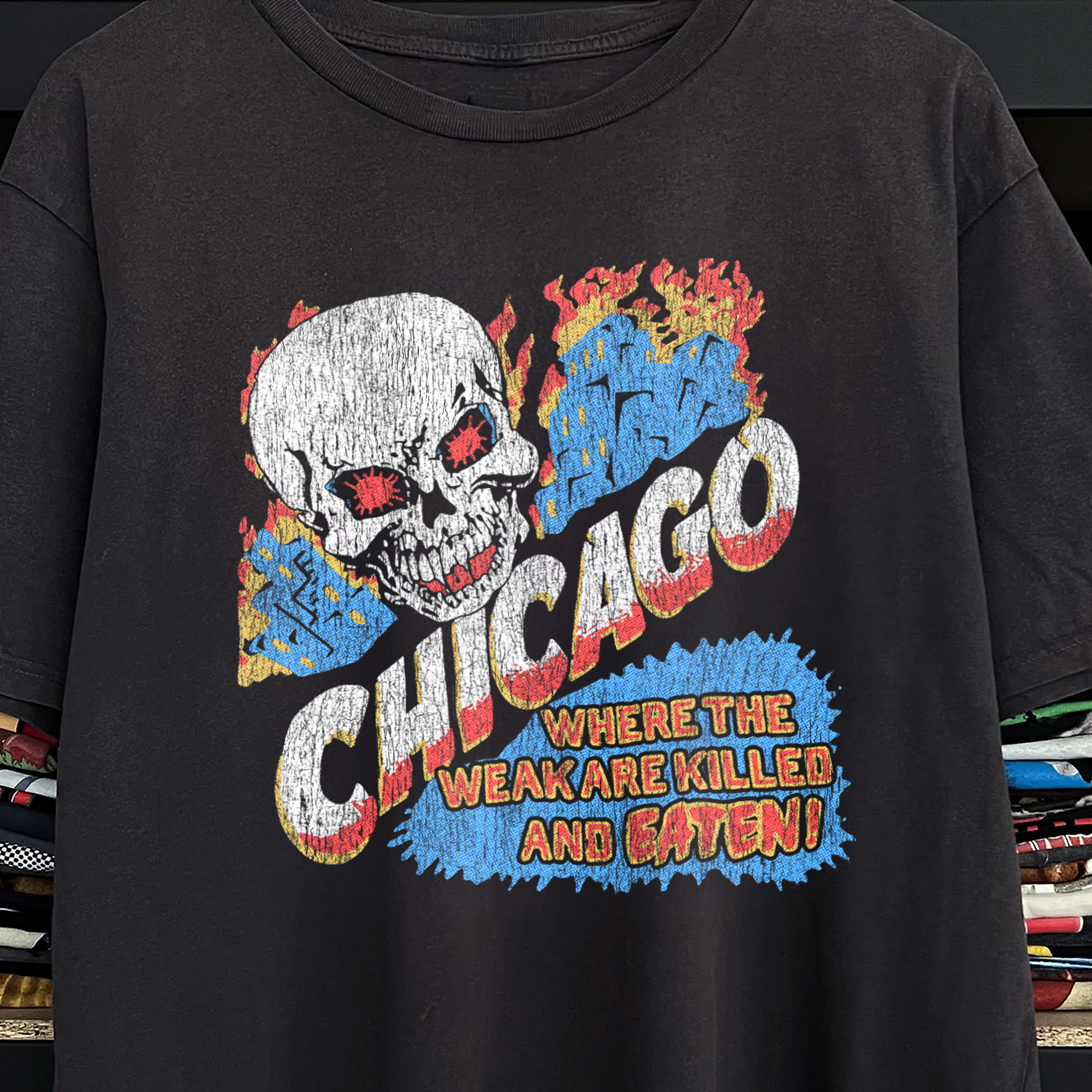 Vintage Chicago Washed Black Tee