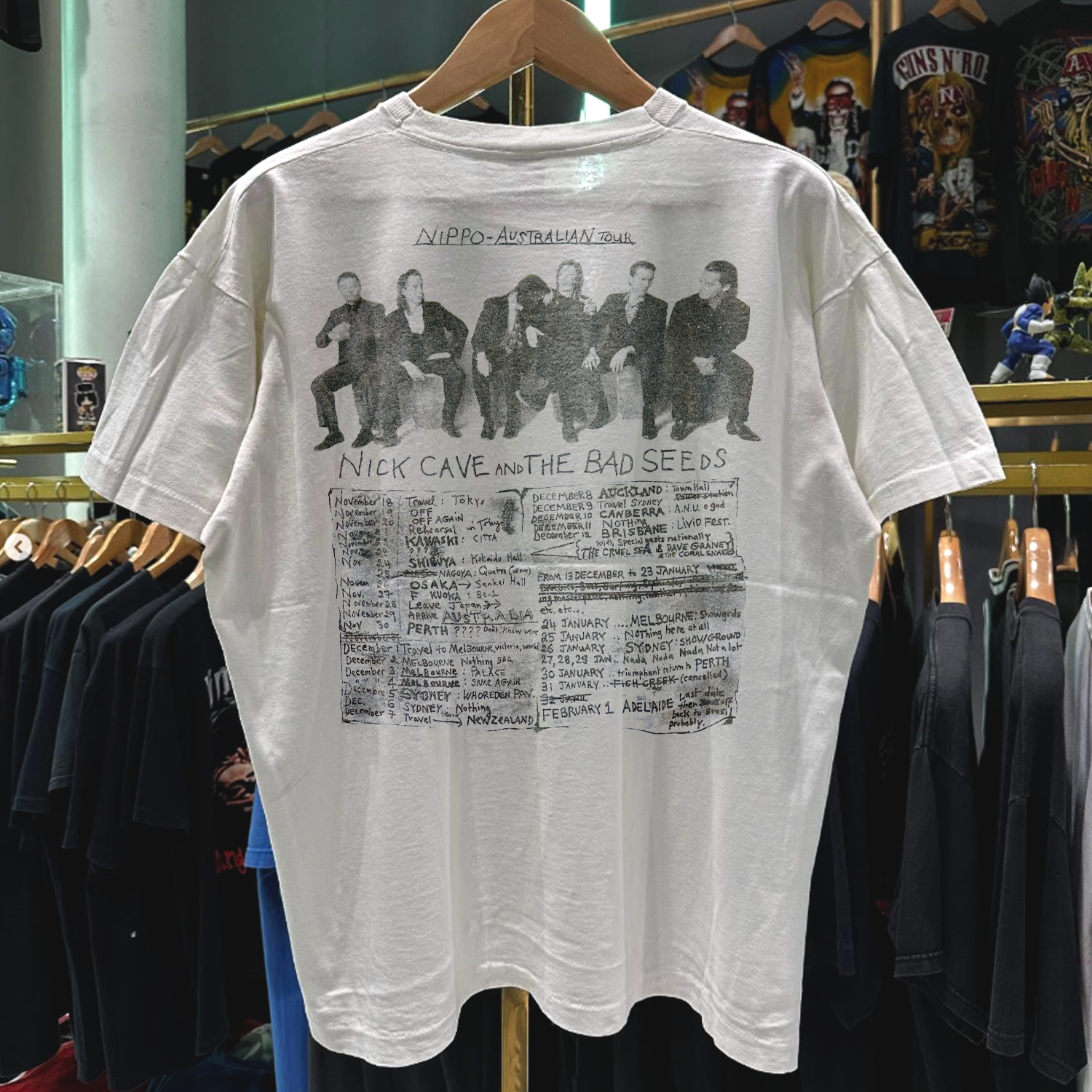 1990 NICK CAVE NIPPO AUSTRALIA TOUR RARE WASHED WHITE T-SHIRT