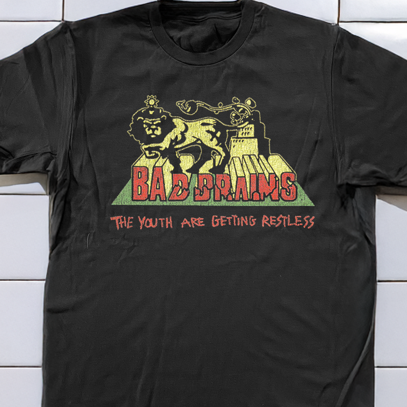 90'S BAD BRAINS THE YOUTH ARE GETTING RESTLESS WASHED BLACK T-SHIRT