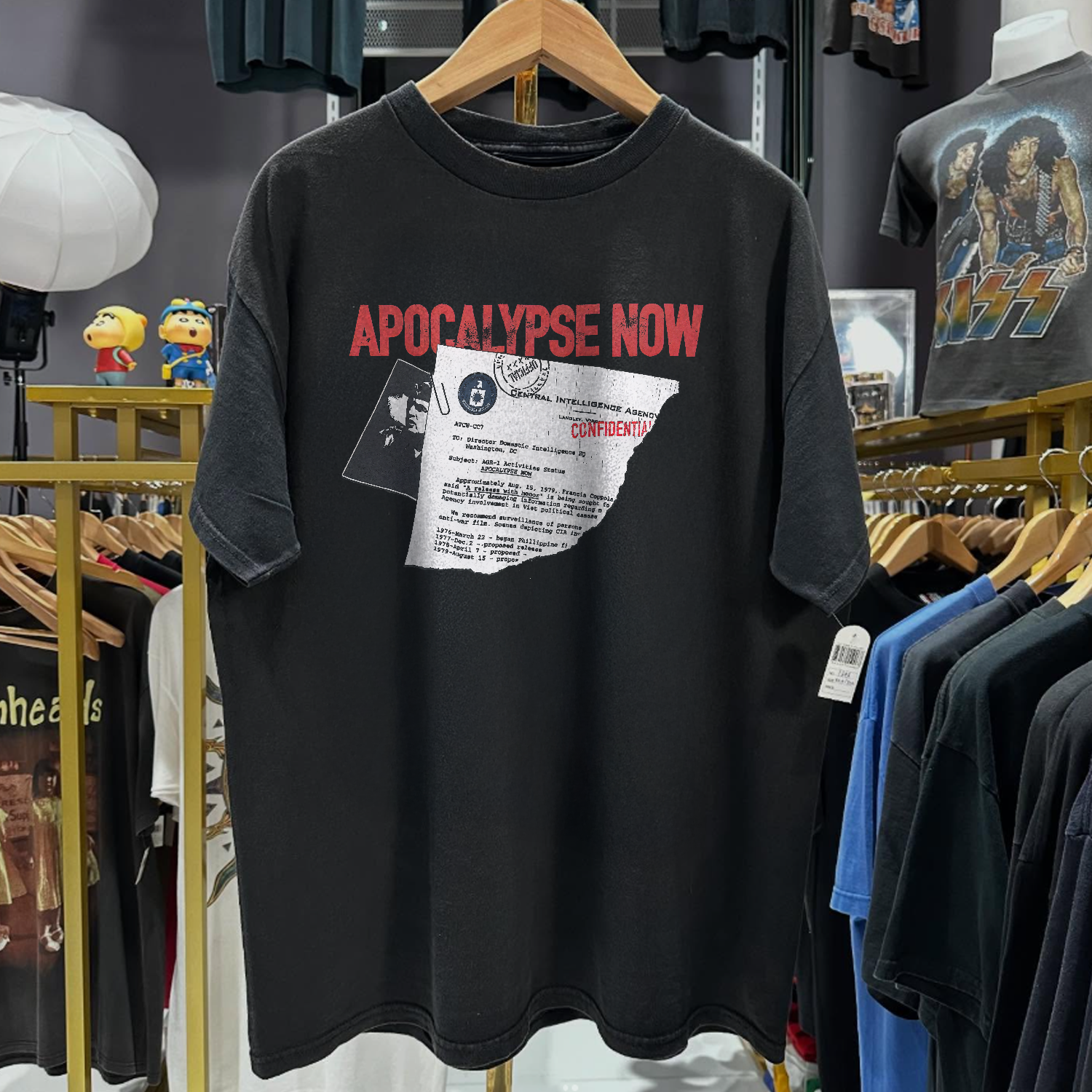 RARE APOCOLYPSE NOW 'CONFIDENTIAL' PROMO WASHED BLACK T-SHIRT