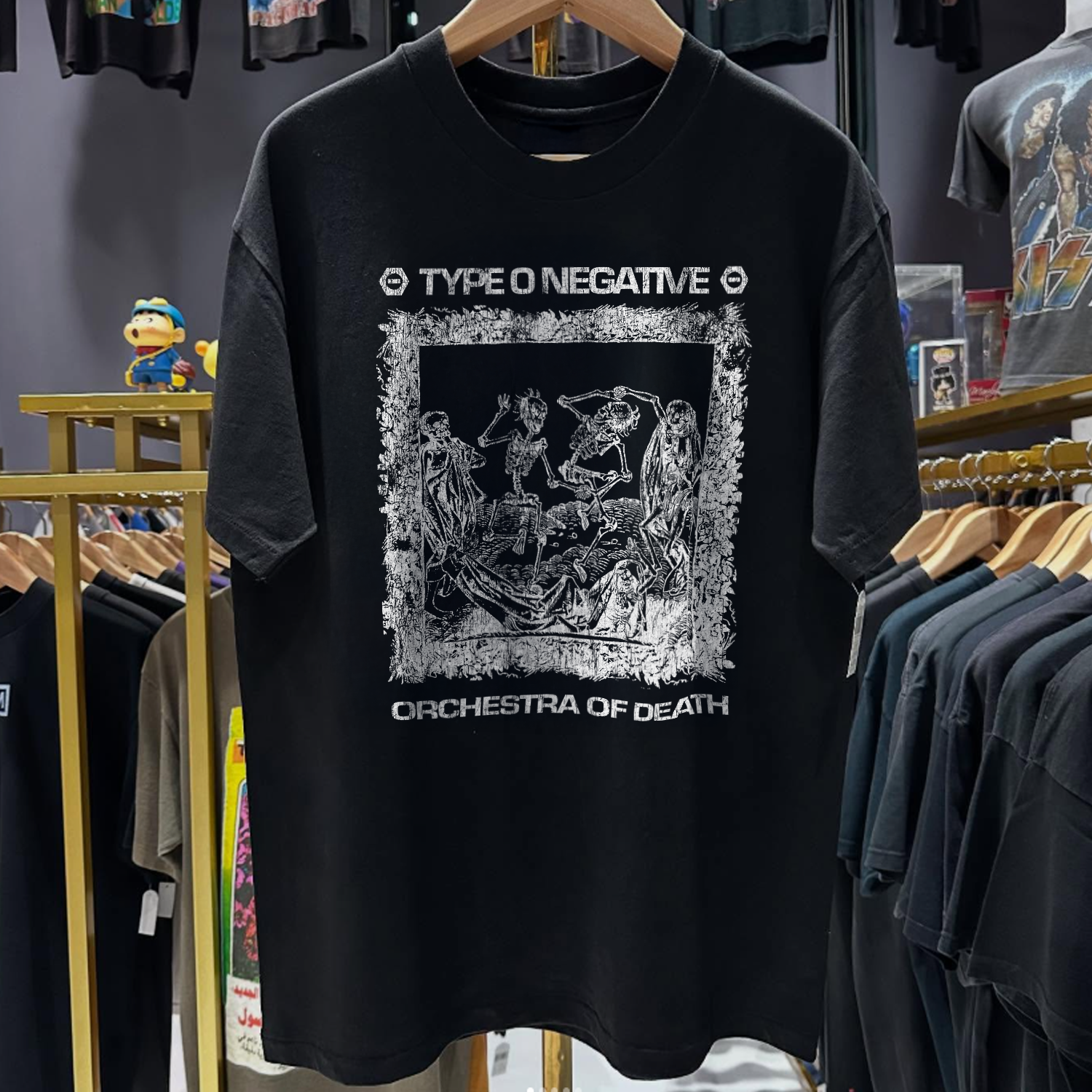 90s TYPE O NEGATIVE ' ORCHESTRA OF DEATH' 3113 RARE WASHED BLACK T-SHIRT