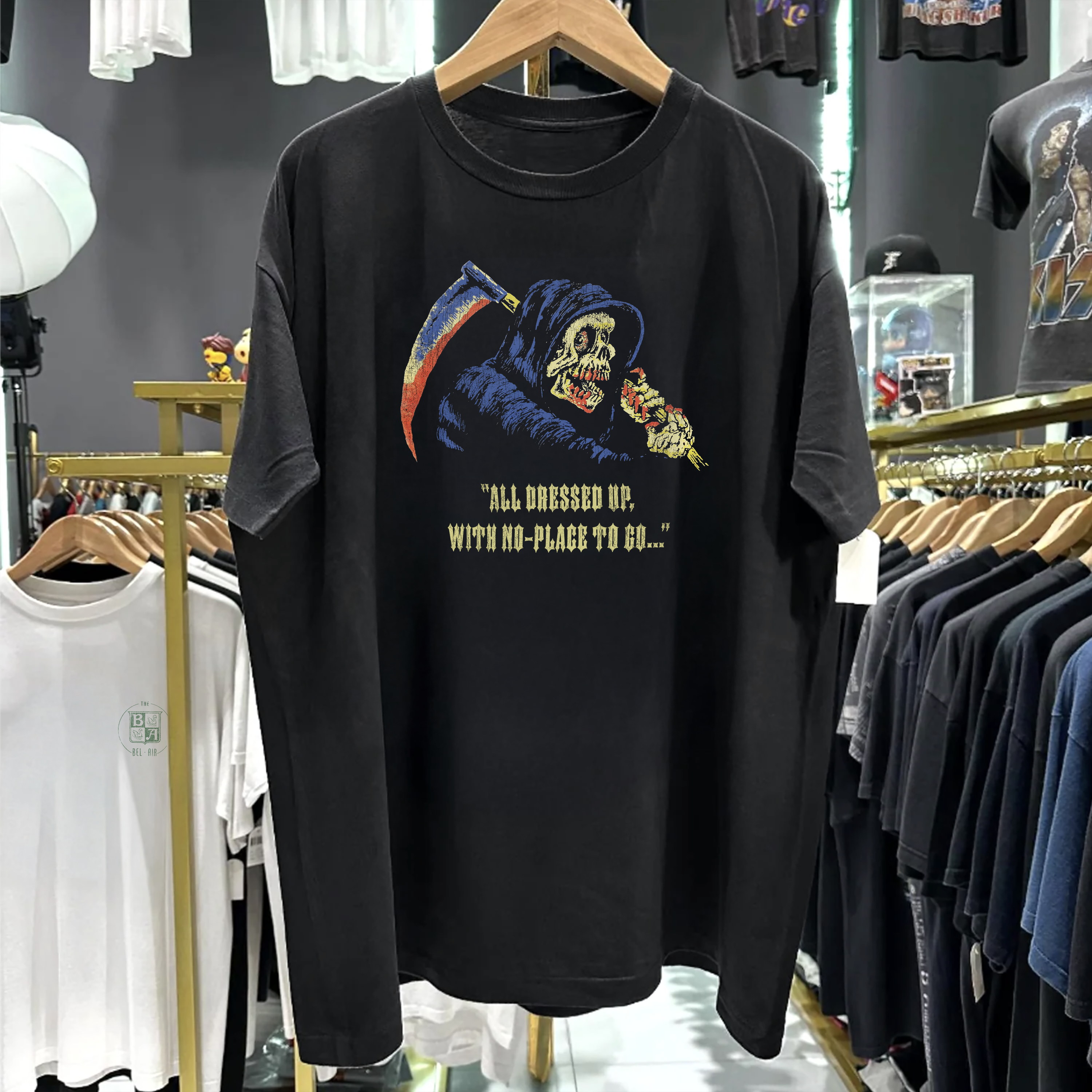 90S ALL DRESSED UP REAPER WASHED BLACK TEE