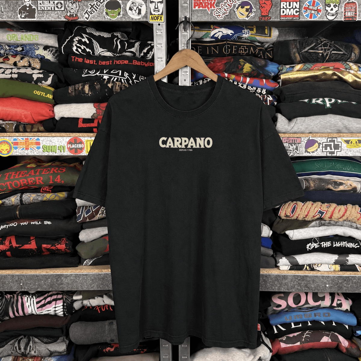 'Carpano Punt E Mes' Vintage Black Heavyweight Liquor Vintage Washed Black T-Shirt