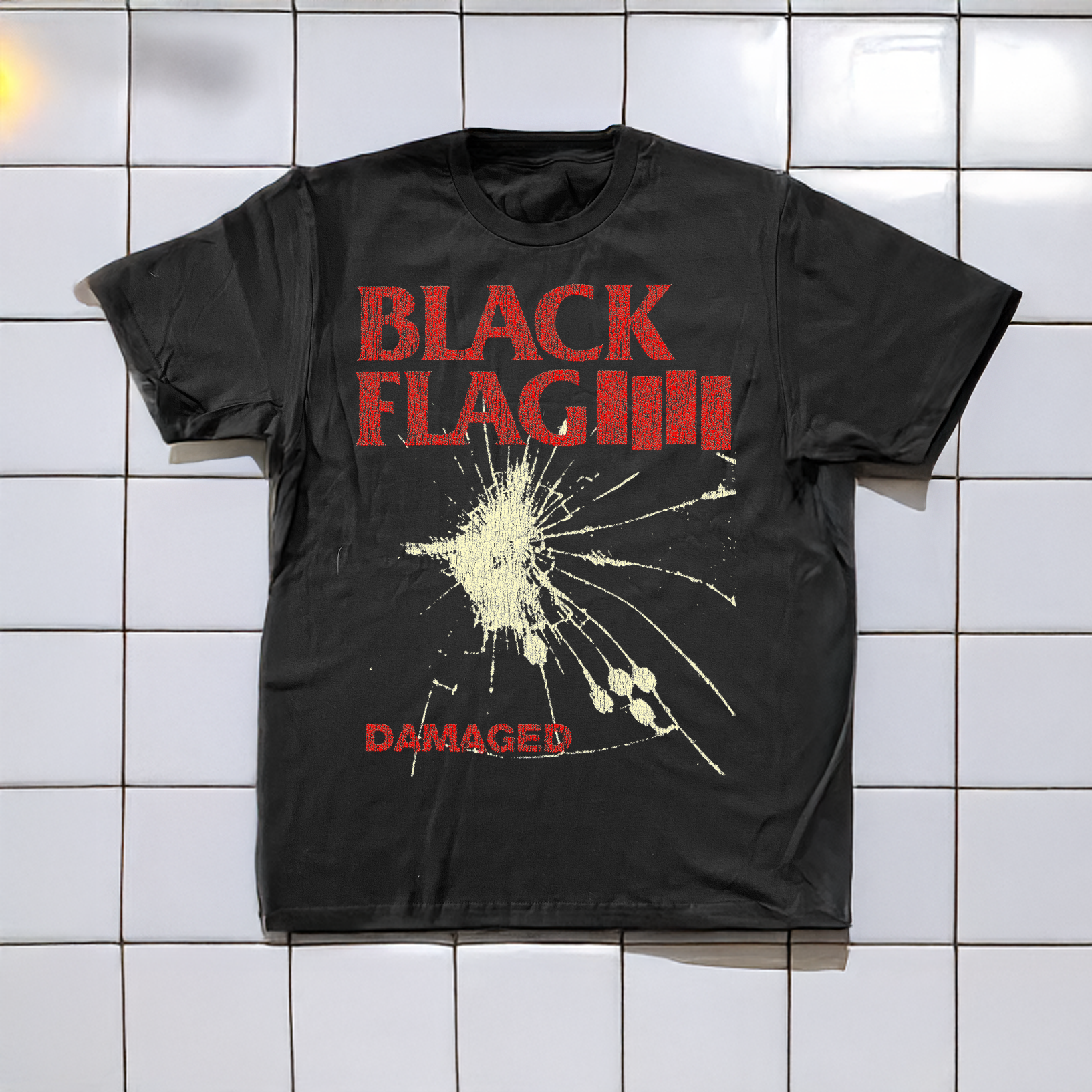 '81 DAMAGED BLACK FLAG WASHED BLACK T-SHIRT