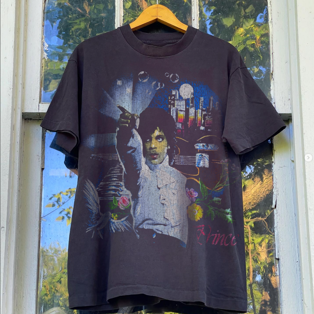PRINCE - VINTAGE 1990'S WASHED BLACK T-SHIRT