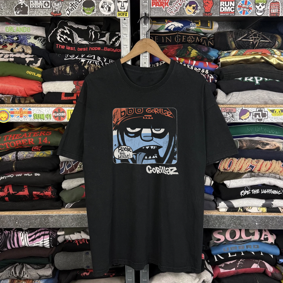 Rare Gorillaz Rock The House Washed Black Tee