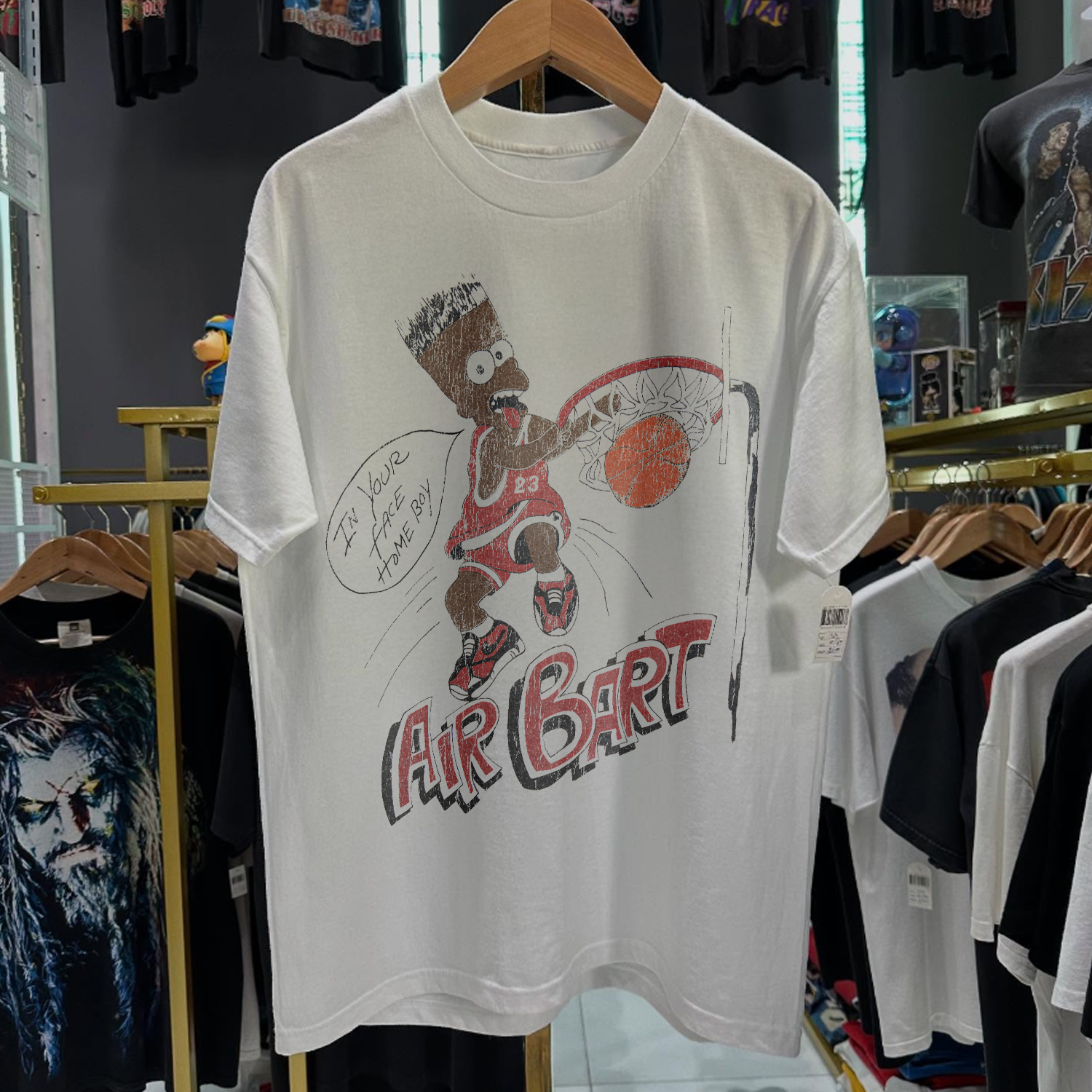 90s AIR BART 'IN YOUR FACE HOMEBOY' BOOT BART RARE WASHED WHITE T-SHIRT