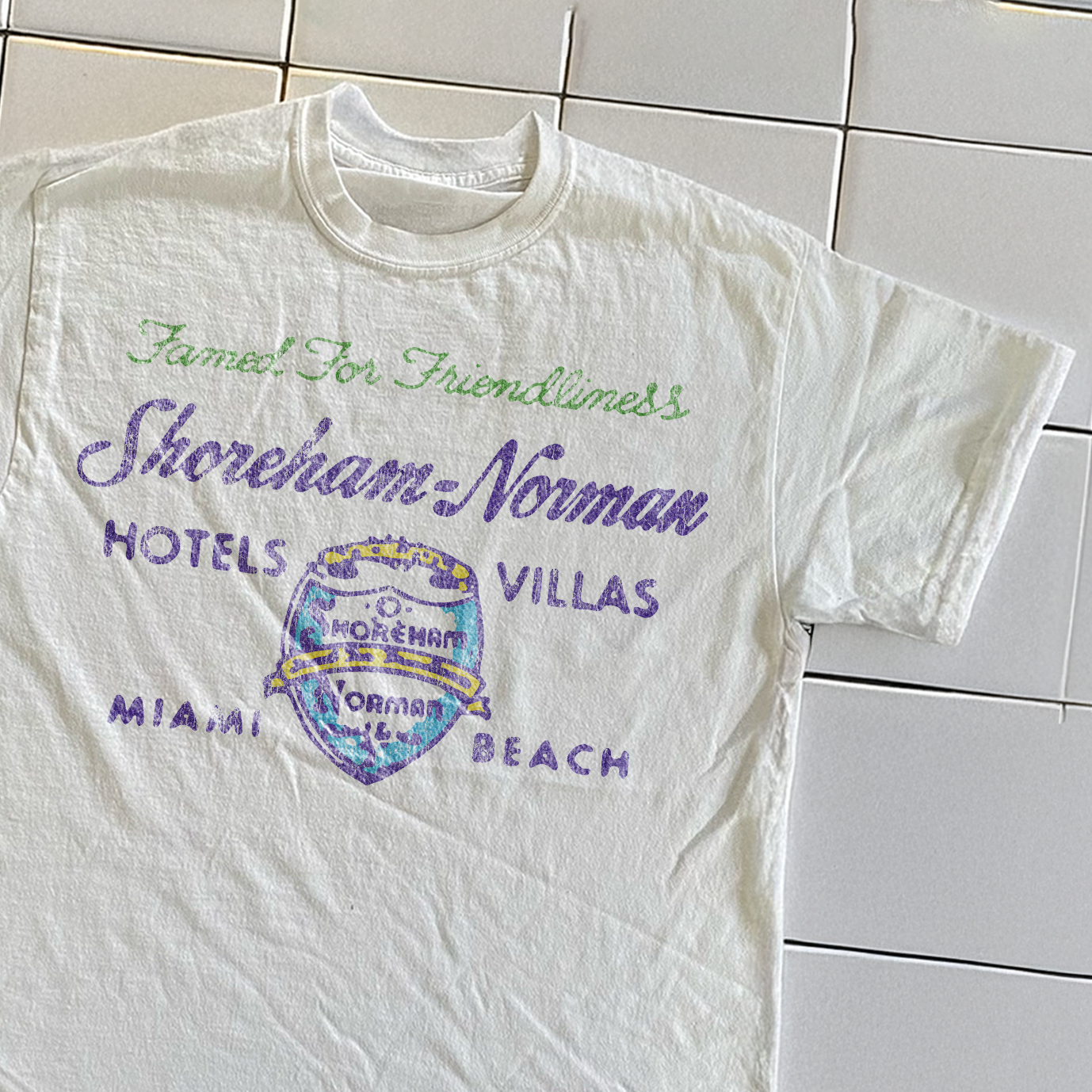 90s SHOREHAM NORMAN HOTELS RARE WHITE T-SHIRT