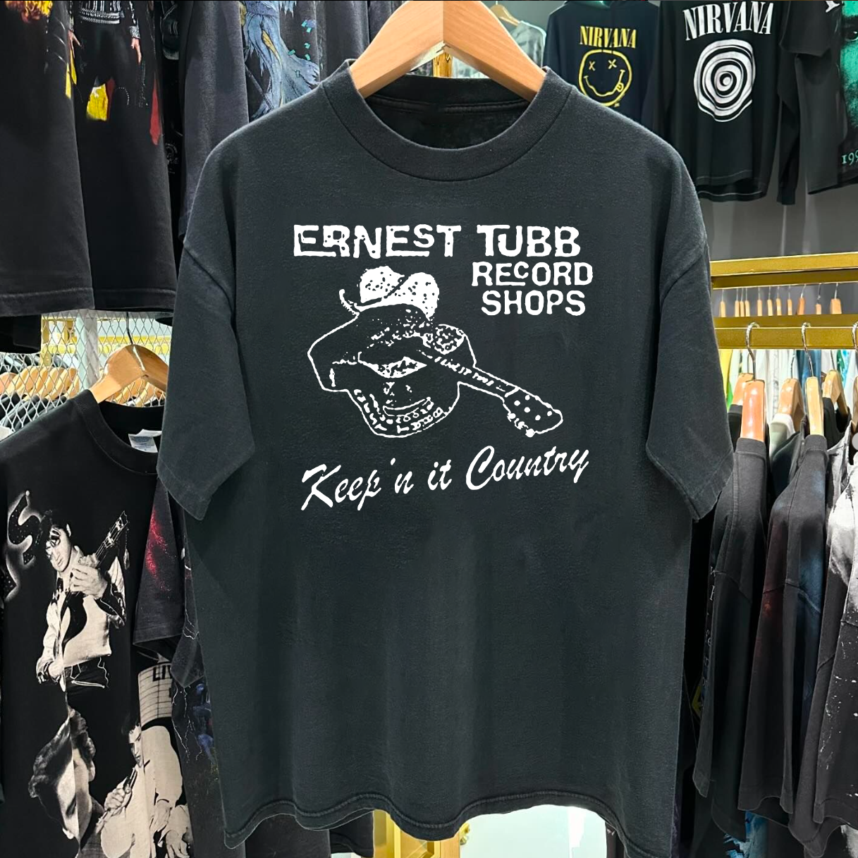 ERNEST TUBB RECORD SHOPS - “THANKS A LOT” WASHED VINTAGE BLACK SHIRT