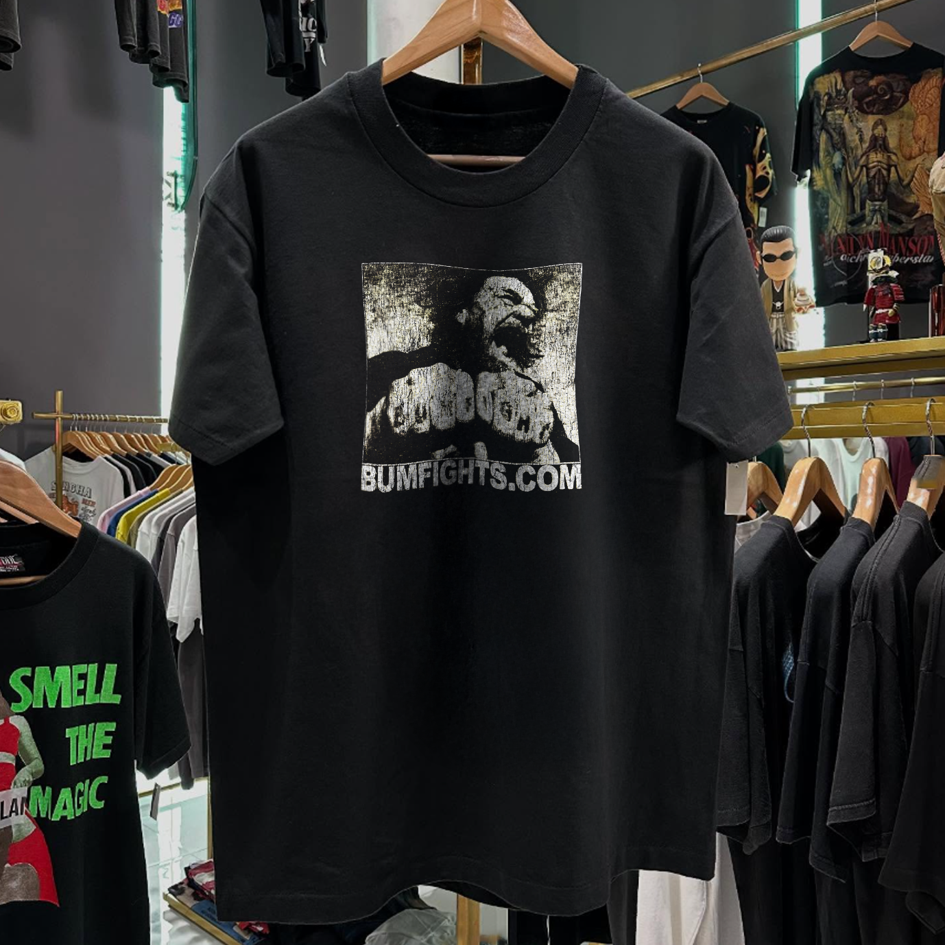 90S BUMFIGHTS PROMO RARE WASHED BLACK T-SHIRT