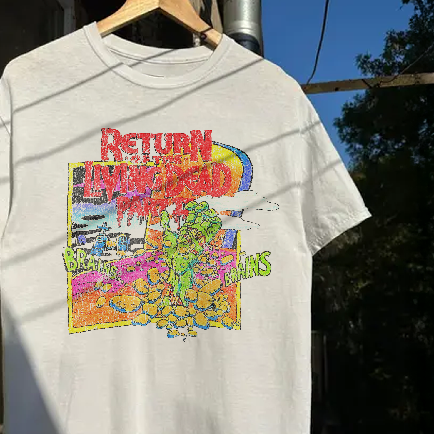 1988 RETURN OF THE LIVING DEAD PT 2 PROMO RARE WASHED WHITE T-SHIRT
