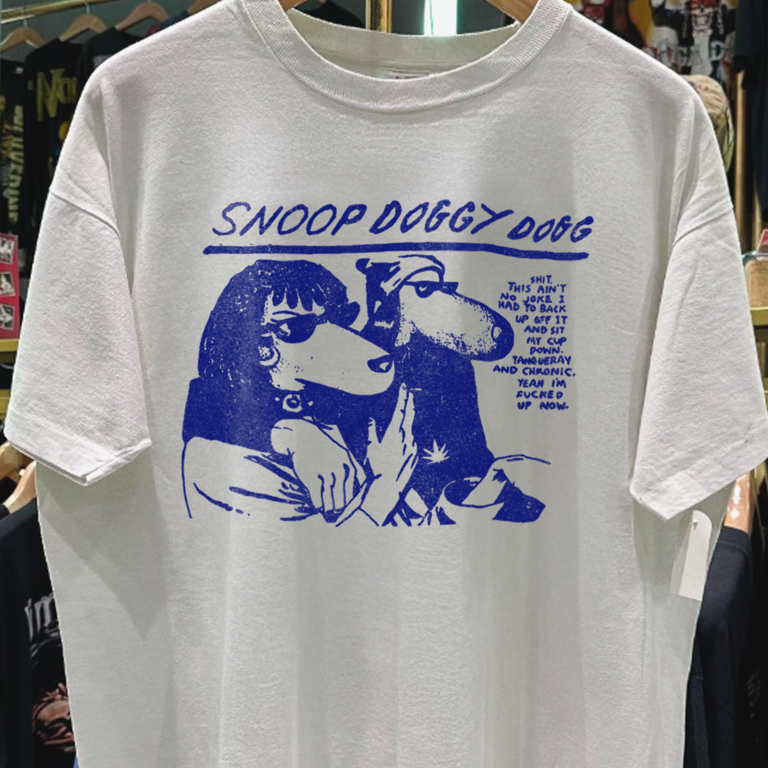 2000s RARE SN00P D0GGY D0G PARODY WHITE TEE