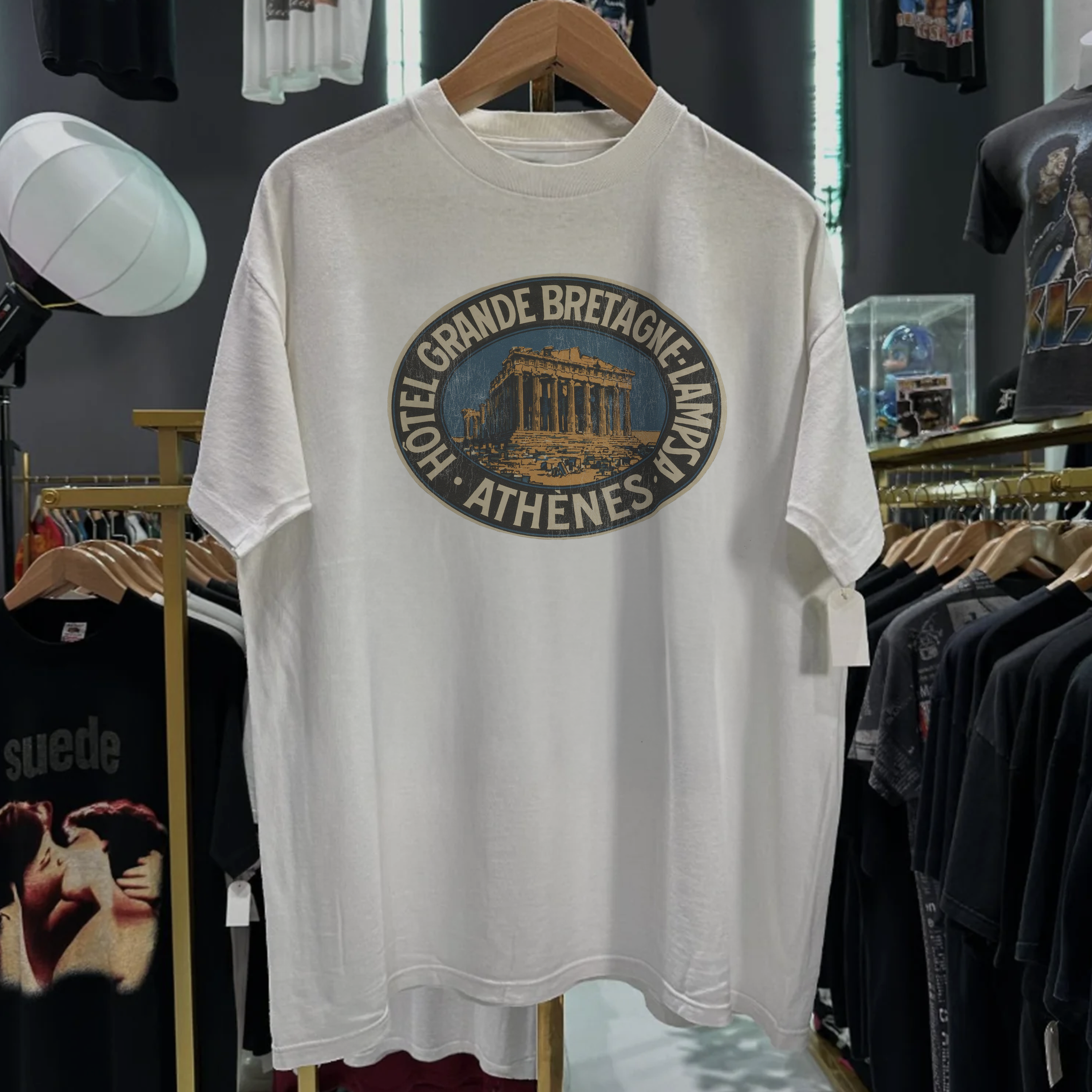 RARE GRAND BRETAGNE LAMPSA HOTEL WASHED WHITE TEE