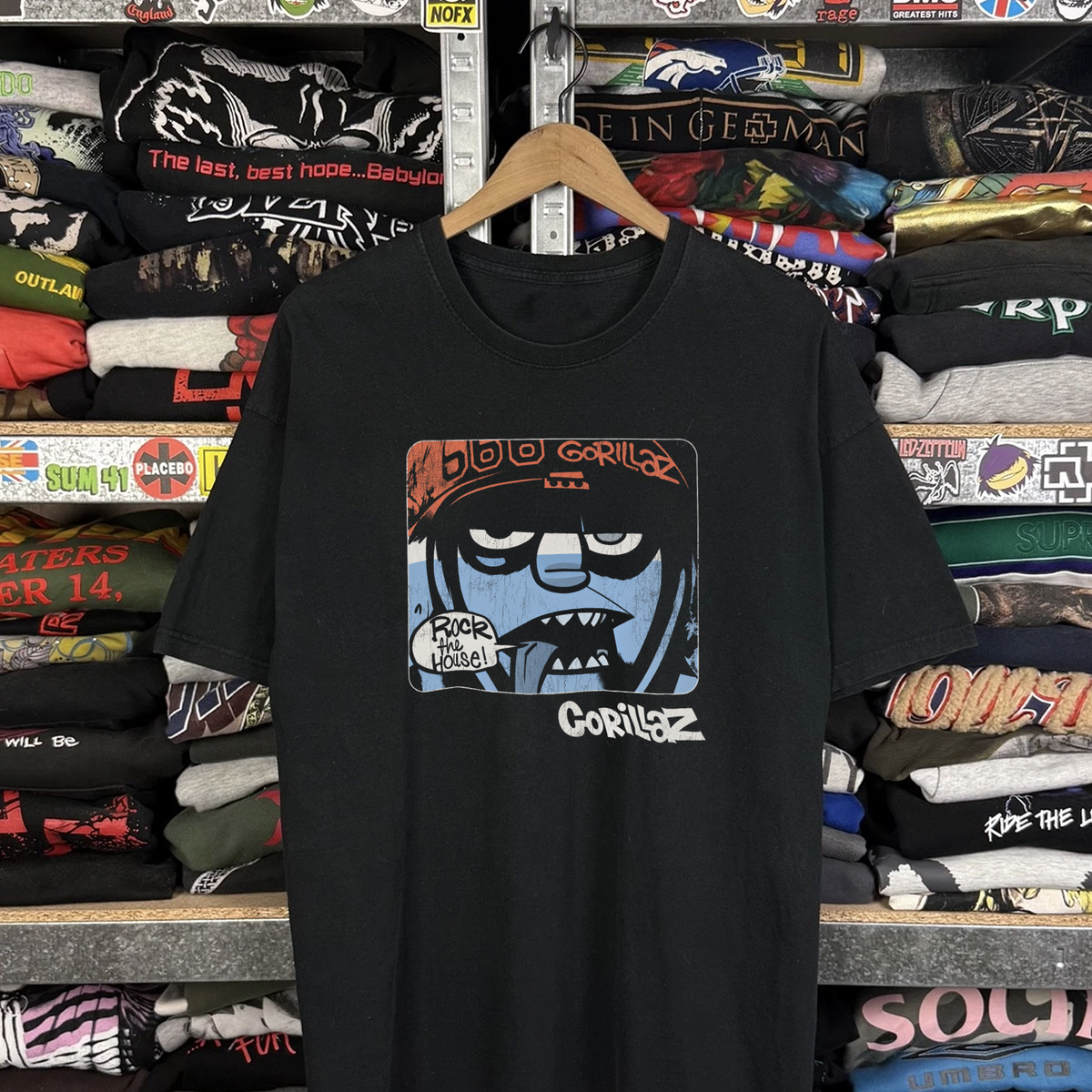 Rare Gorillaz Rock The House Washed Black Tee