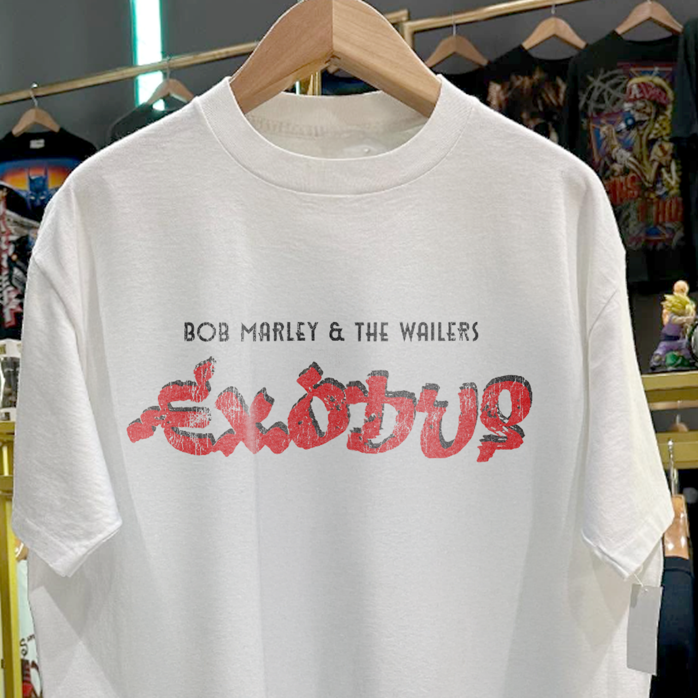 70s 'EXODUS' BOB MARLEY & THE WAILERS RARE WASHED WHITE TSHIRT
