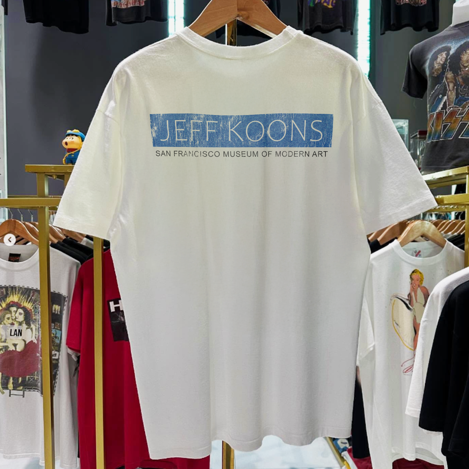 1992 JEFF K00NS 'RABBIT' SFM0MA PROMO RARE WASHED WHITE T-SHIRT