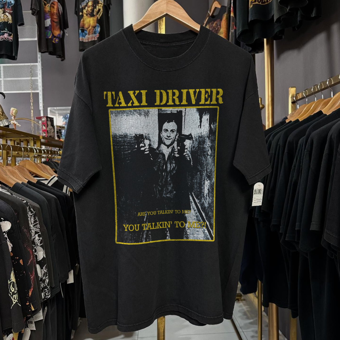 TAXI DRIVER 'YOU TALKIN TO ME?!' RARE WASHED BLACK T-SHIRT