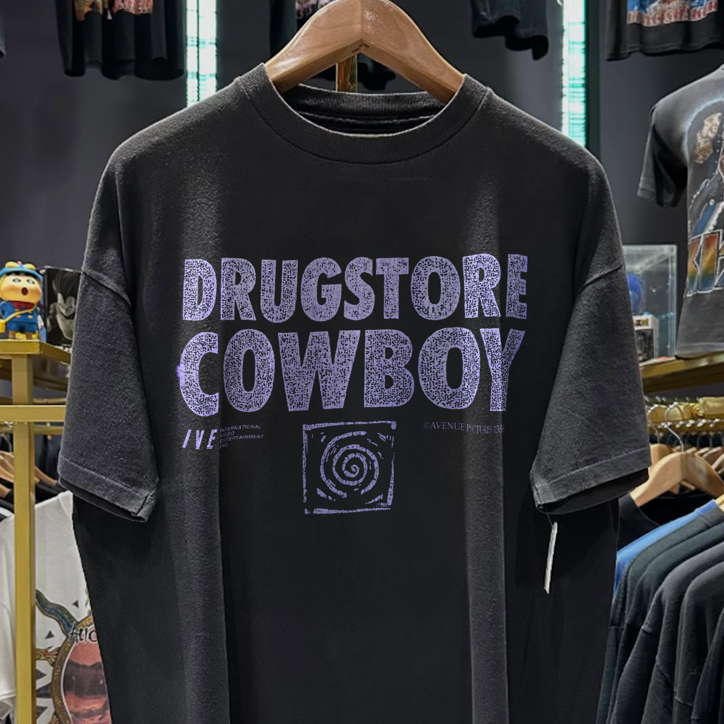1989 DRUGSTORE COWBOY PROMO RARE WASHED BLACK T-SHIRT