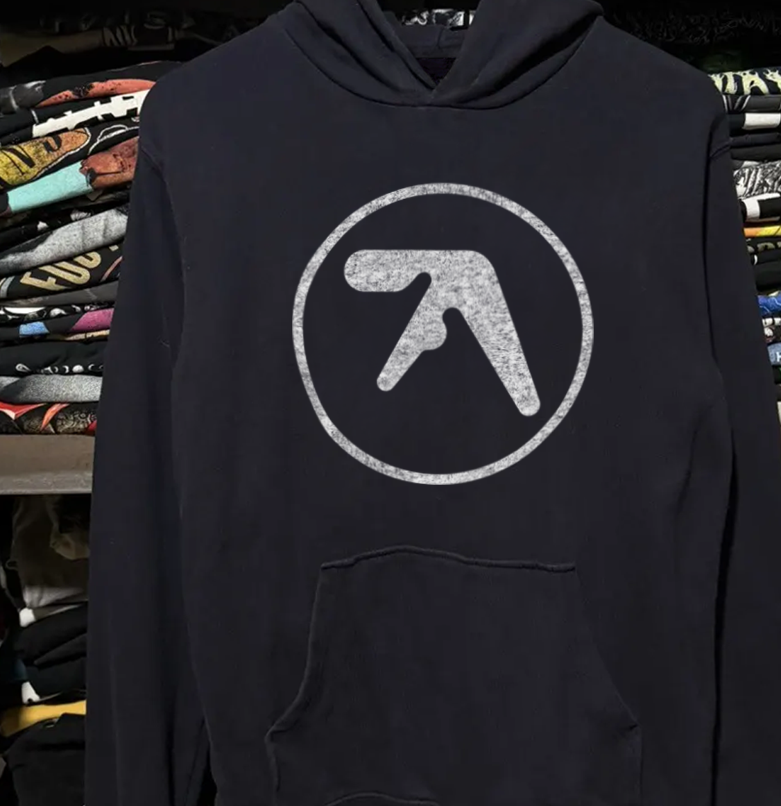 RARE APHEX TW1N CIRCLE LOGO BLACK HOODIE