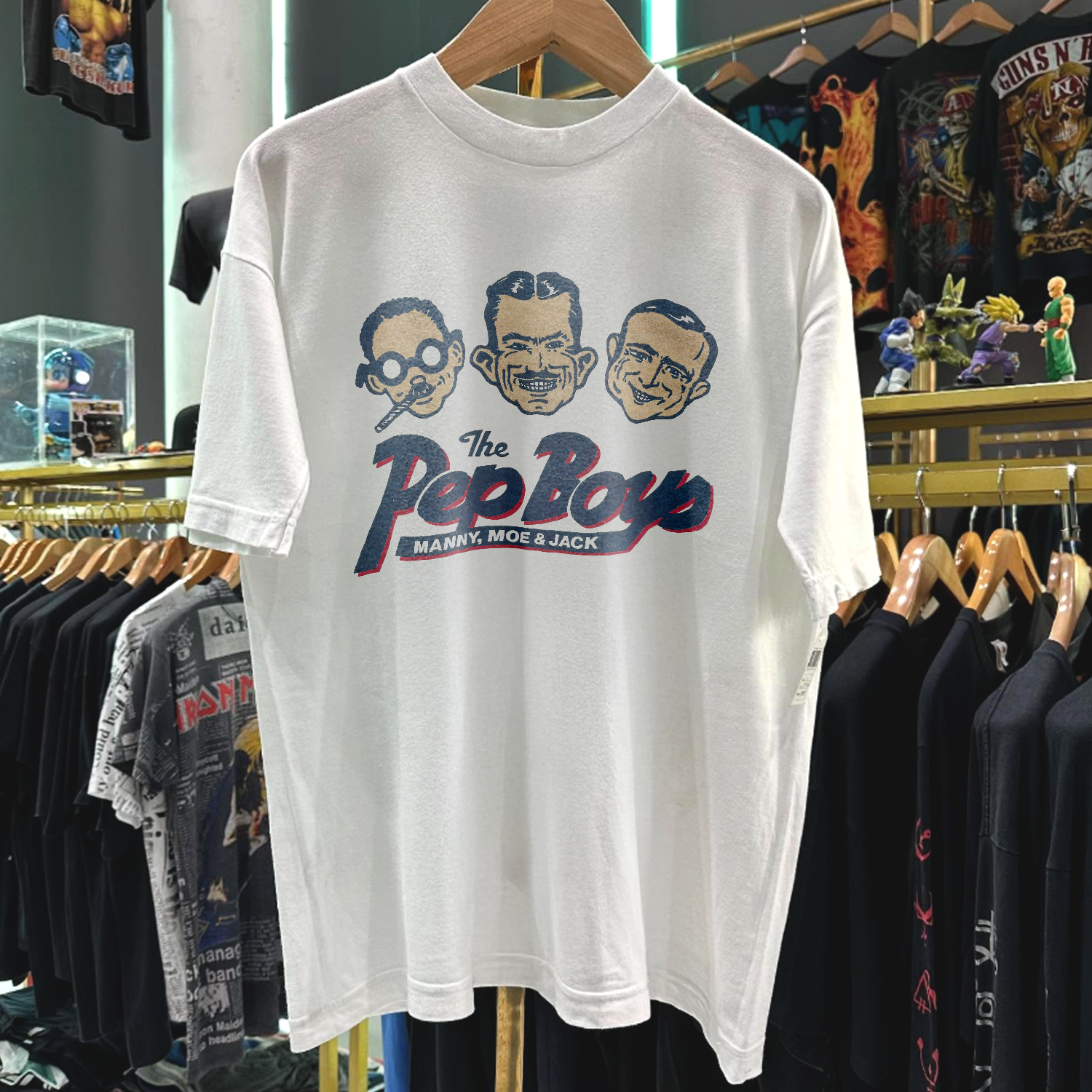 THE PEP BOYS 80S 90S RARE WASHED WHITE T-SHIRT