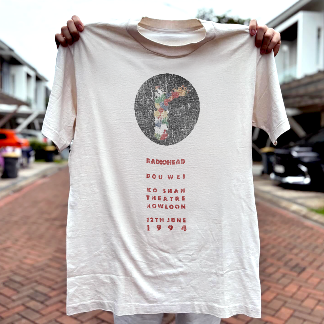 1994 RADI0HEAD 'HONG KONG' HONEY PABLO ULTRA RARE WASHED WHITE T-SHIRT