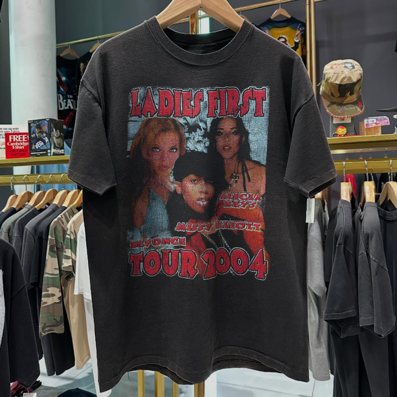 2004 LADIES FIRST TOUR RARE WASHED BLACK T-SHIRT