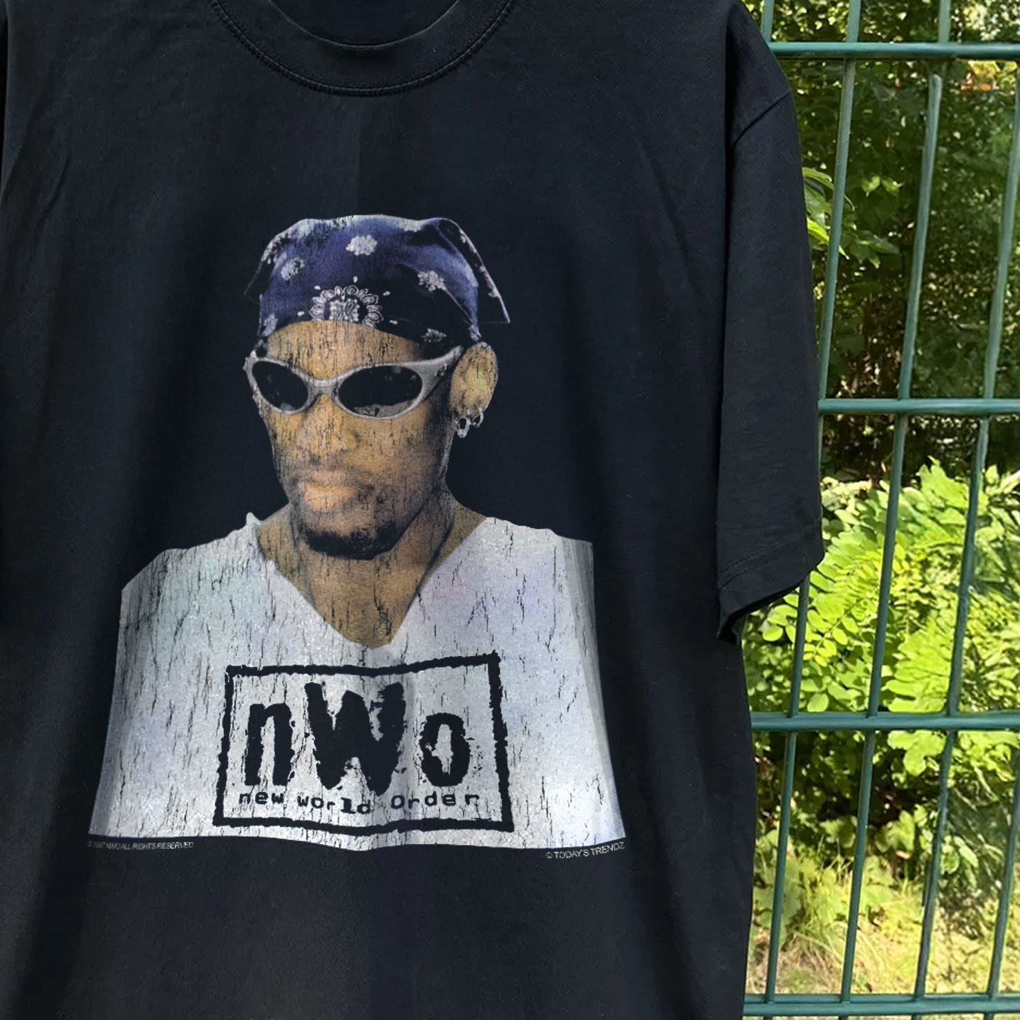1997 'RODMAN' NWO RARE WASHED BLACK T-SHIRT
