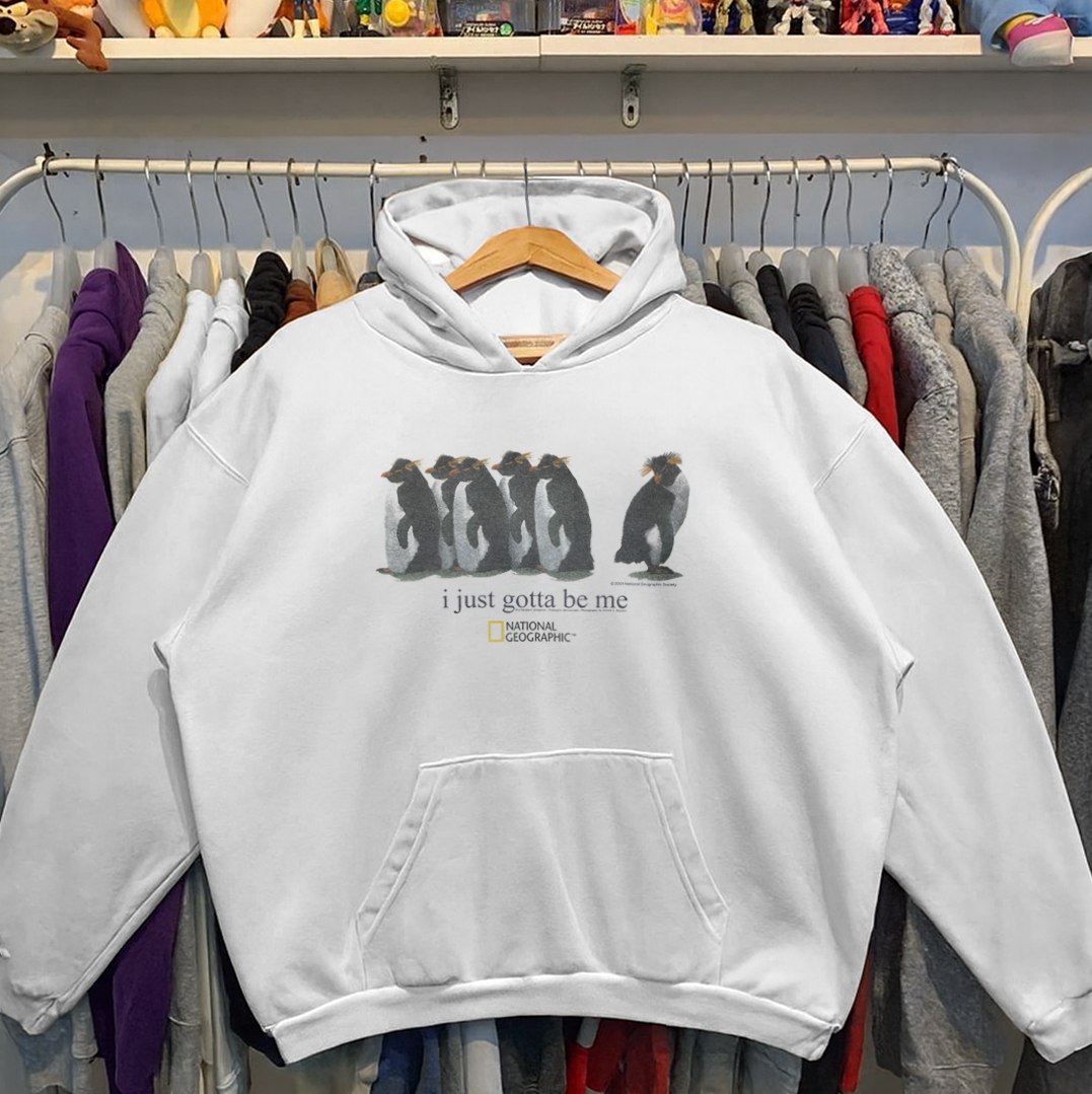 2001 'I JUST GOTTA BE ME' ROCKHOPPER NAT GEO RARE WASHED WHITE HOODIE